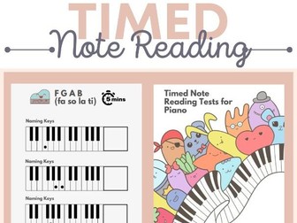 Timed Note Reading Tests for Piano: Five Minute Exercises