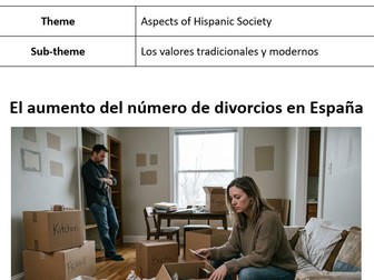 AQA Spanish A Level stimulus card - El aumento del número de divorcios en España