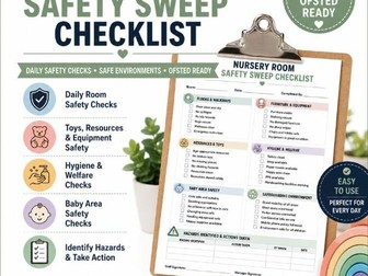 Nursery Room Safety Sweep Checklist | Ofsted Ready EYFS Health & Safety Audit | Daily Environment