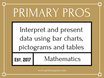 Interpret and present data using bar charts, pictograms and tables