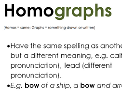 Homograph, Homonyms & Homophones Display