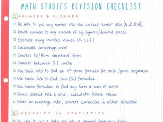 IB Maths Studies SL - Complete Notes | Teaching Resources
