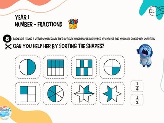 Scaffolded Inside Out 2 Fractions worksheets (YR 1)