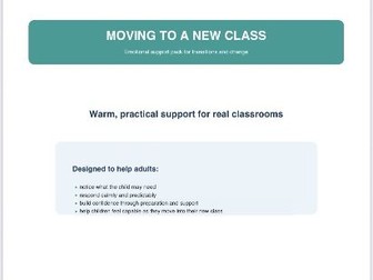 Moving to a New Class – Emotional Support & Confident Transition Pack