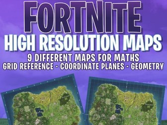 FORTNITE - 9 x MATHS MAPS - GRID, COORDINATE PLANES - HIGHEST QUALITY