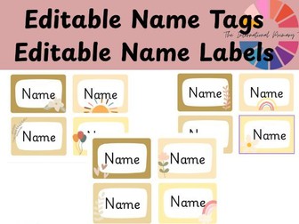 Editable Classroom Name Tags | Printable Student Name Labels | Desk Name Plates | Neutral Theme