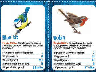 Big Card Birdwatch - Top Trumps style game