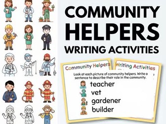 Community Helpers Writing Activities | Sentence Writing practice, vocabulary