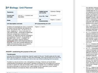 IBDP Biology Theme A Unit Planner