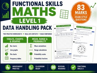 Functional Skills Maths Level 1 Data Handling Pack