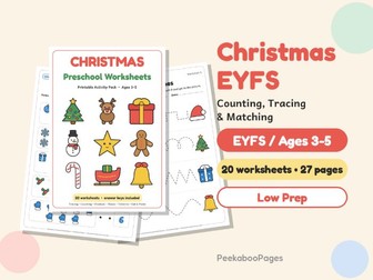 Christmas EYFS Activities: Counting, Tracing & Matching – Reception / Nursery, Low Prep