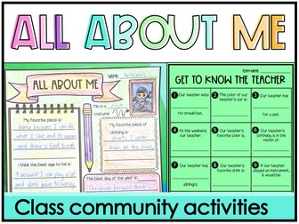Back to School All About Me, Getting to Know You Activities Year 3, 4, 5, 6