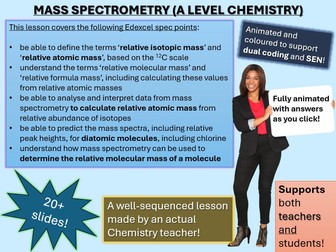 Mass Spectrometry A level Chem lesson with questions and answers