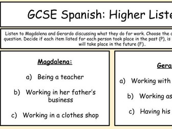 GCSE Spanish Higher Listening: Work