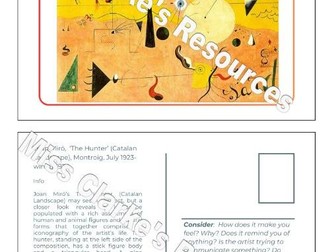 ART Postcard template for Starter Analysis/ Discussion prompt / Pupil Artwork home