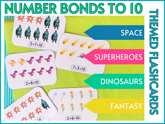 Number Bonds to 10 Themed Flashcards