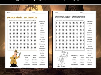 Forensic Science Word Search Puzzle