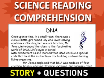 DNA Reading Science Story Comprehension Questions Worksheet