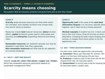 Edexcel Economics Theme 1.1 A3 Revision Mats