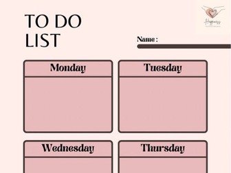 Weekly to do list