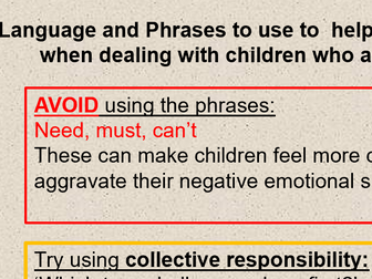 Helpful language when dealing with dysregulated children