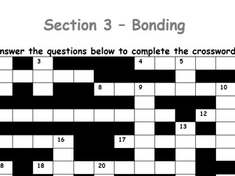 National 5 Chemistry Unit 1 Section 3 Bonding Revision Crossword