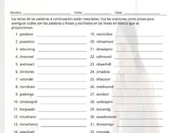 Present Perfect Continuous Tense Jumbled Words Spanish Worksheet