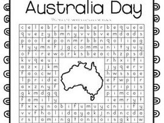 AUSTRALIA DAY 20 word WORD SEARCH