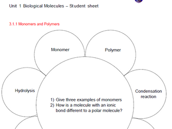 AQA A level Biology, Topic 1, Flower Booklet