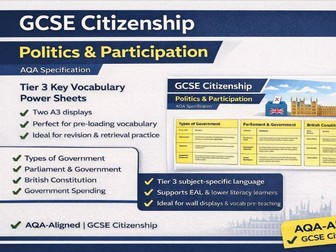 Politics and Participation Key Vocabulary sheets