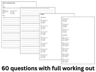 Density calculation questions and answers