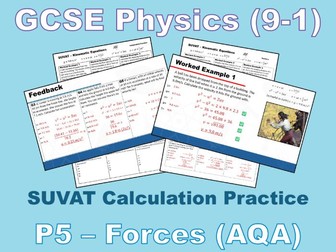 SUVAT and Kinematic Equations - SLOP Calculations Worksheet with Answers