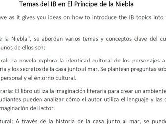 El Principe de la Niebla - Spanish HL Post Read and Oral Exam preparation guide