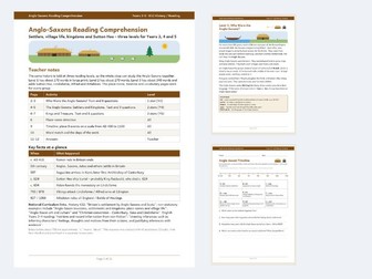 Anglo-Saxons Reading Comprehension 3 Levels KS2