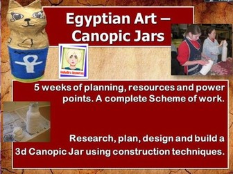 EGYPTIAN ART - CANOPIC JARS   COMPLETE UNIT OF WORK.