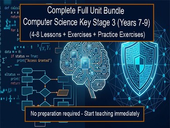 Zero Prep KS3 Computing Unit: Python & Cyber Security | Assessment Include