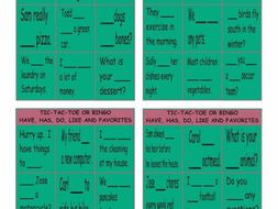 Have, Has, Do, Like and Favorites Tic-Tac-Toe or Bingo