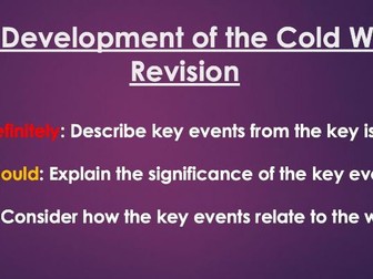 Cold War Development Revision Summary KI2 AQA 1B