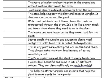 Year 2 Assembly Script Science (Plants)
