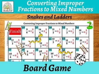 Converting Improper Fractions to Mixed Numbers Dice Game