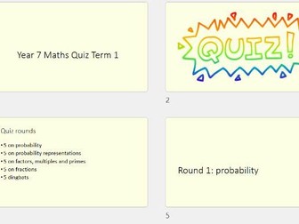 Year 7 Maths Quiz 1