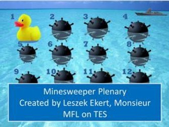 Minesweeper Plenary end of lesson game