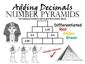 Adding Decimals Number Pyramids
