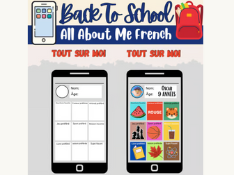French Back to School All About Me Phone Craft: Tout sur Moi - Me Voici