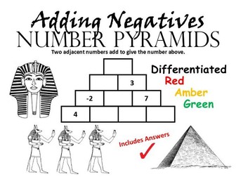 Adding Negatives Number Pyramids