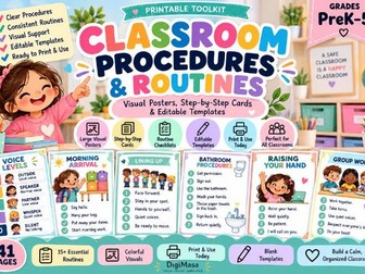 Classroom Procedures & Routines Toolkit | Visual Posters & Step-by-Step Cards