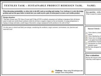 Design and technology designing sustainably lesson and task ks3/ks4