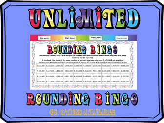 Rounding to the nearest 10, 100, 1000 up to 10 million unlimited BINGO