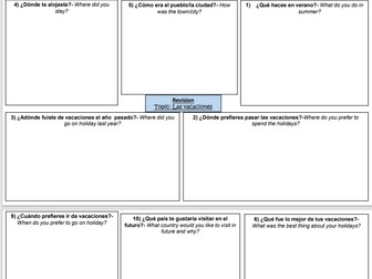 Spanish GCSE Speaking/Writing practise questions