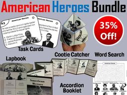 American Heroes Task Cards and Activities Bundle